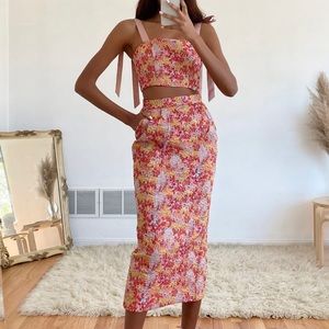 Ellarina Pink Tie-Strap Two-Piece Midi Dress